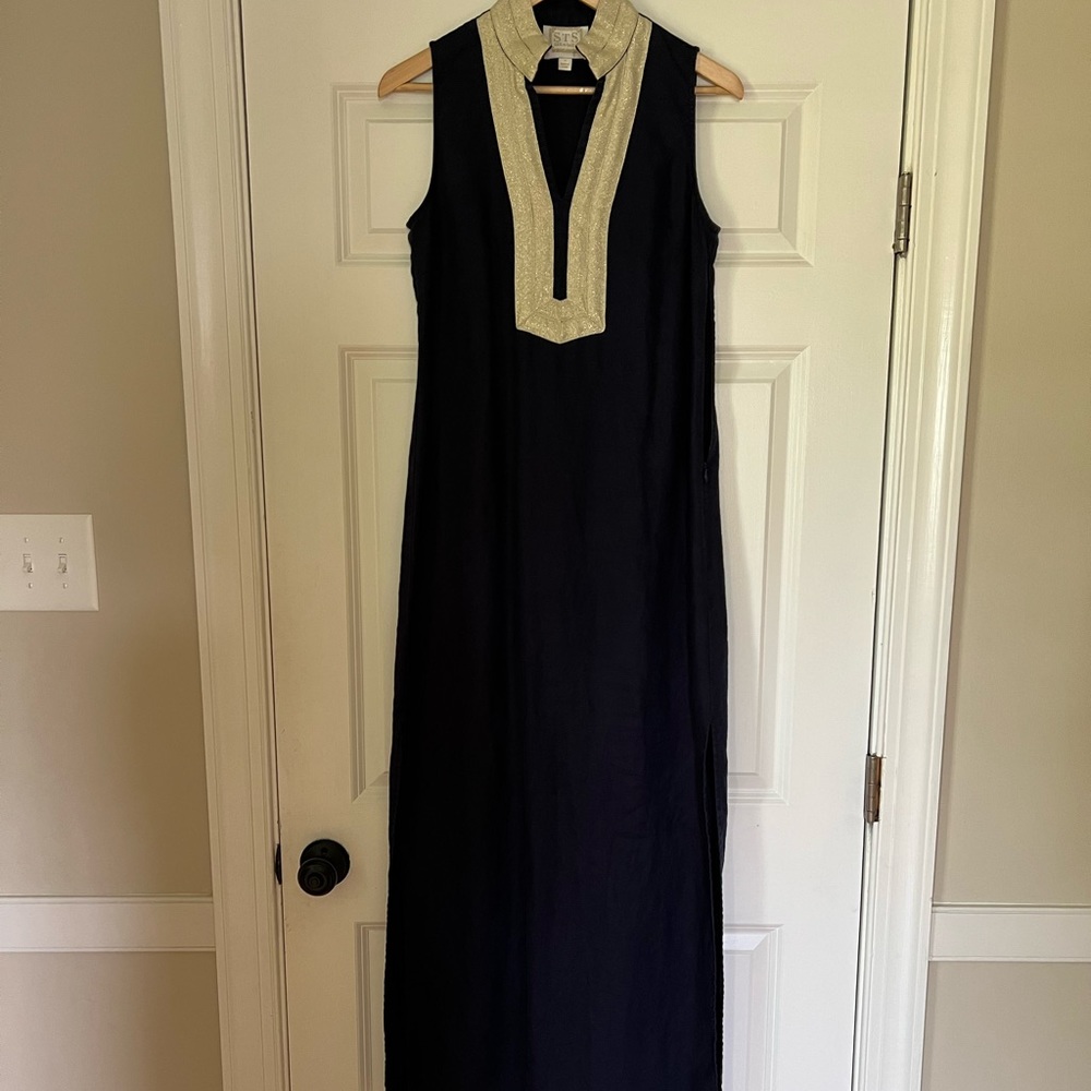 Sail to Sable Navy and Gold Maxi Tunic Dress